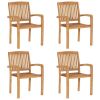 Stacking Patio Chairs 4 pcs Solid Teak Wood