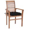 Dining Chairs 6 pcs with Black Cushions Solid Teak Wood