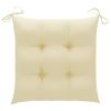 Dining Chairs 6 pcs with Cream White Cushions Solid Teak Wood