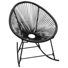 Outdoor Rocking Chair Black Poly Rattan (Color: black)