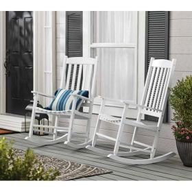 Outdoor Wood Porch Rocking Chair, White Color, Weather Resistant Finish (Color: White)